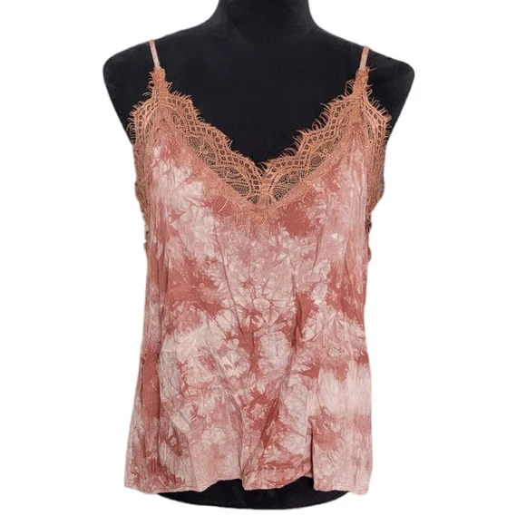 Vici Swing Into Spring Brown Tie Dye Lace Cami Size Medium - Picture 2 of 7